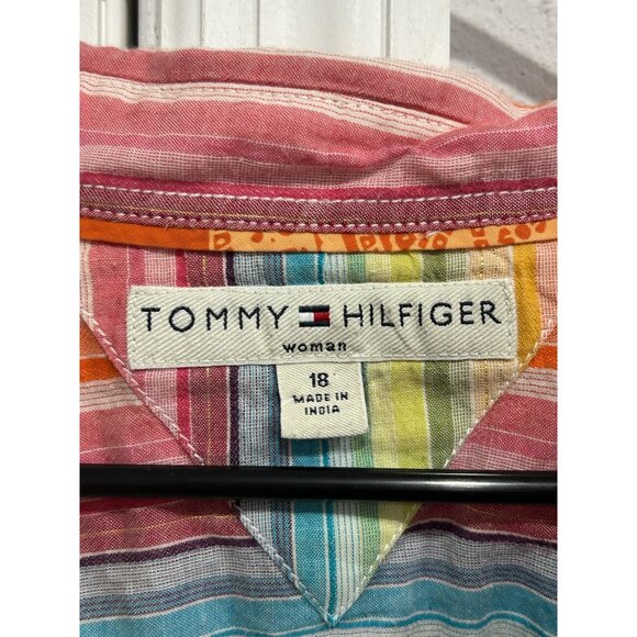 Tommy Hilfiger Womens Multicolor Striped Button-Up Shirt Size 18 - Picture 5 of 9